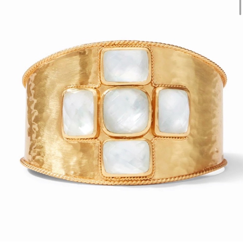 Elegant Gold and White Cuff Bracelet